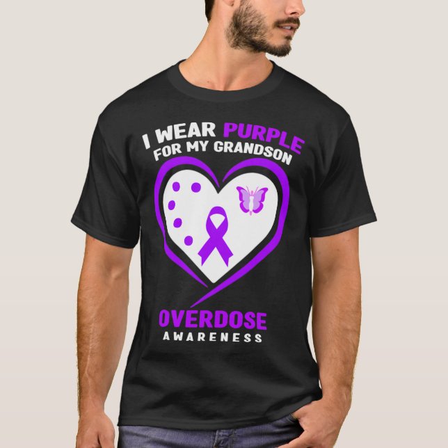 I Wear Purple For My Grandson Overdose Awareness  T-Shirt (Front)