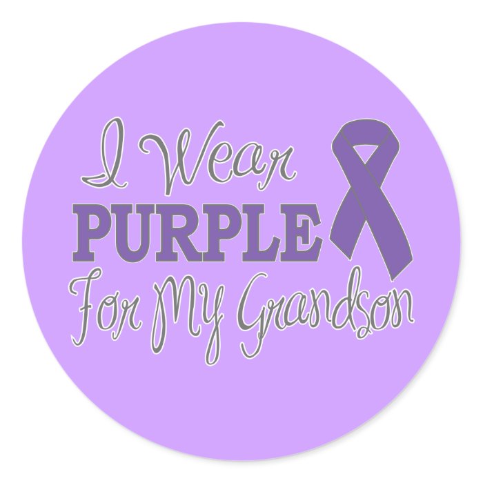 I Wear Purple For My Grandson (Purple Ribbon) Stickers