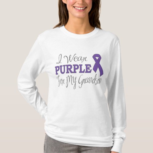 I Wear Purple For My Grandson Purple Ribbon T_Shirt