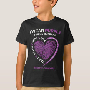 I Wear Purple For My Husband Epilepsy Awareness Wi T-Shirt
