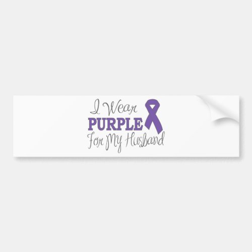 I Wear Purple For My Husband Purple Ribbon Bumper Sticker