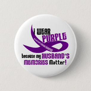I Wear Purple For My Husband’s Memories 33 Pinback Button