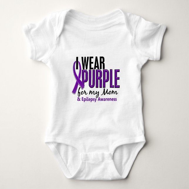 I Wear Purple For My Mom 10 Epilepsy Baby Bodysuit (Front)