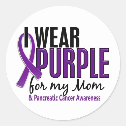 I Wear Purple For My Mom 10 Pancreatic Cancer Classic Round Sticker