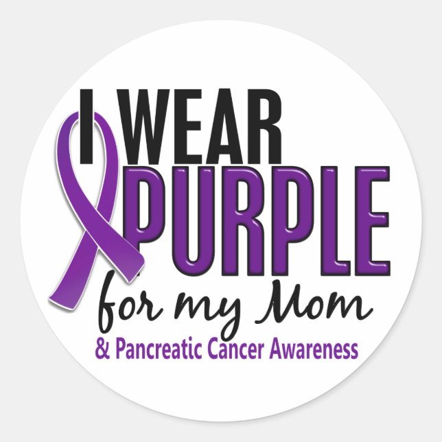 I Wear Purple For My Mom 10 Pancreatic Cancer Classic Round Sticker (Front)