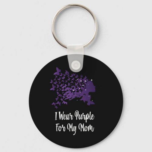 I Wear Purple For My Mom Alzheimerheimer Awareness Keychain