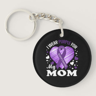 I Wear Purple For My Mom Alzheimers Awareness Keychain