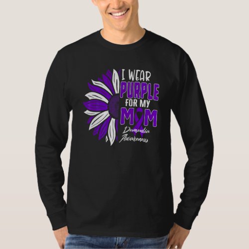 I Wear Purple For My Mom Dementia Awareness Ribbon T_Shirt
