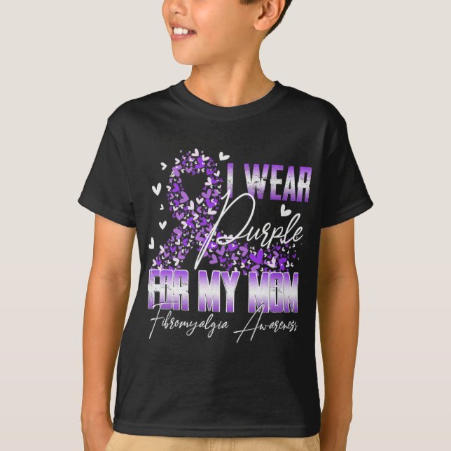 I Wear Purple For My Mom Fibromyalgia Awareness Ri T-Shirt (Front)