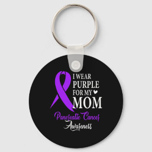 I Wear Purple For My Mom Gift Pancreatic Cancer Aw Keychain