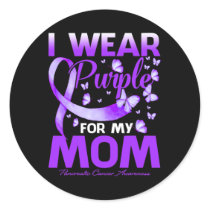 I Wear Purple For My Mom Pancreatic Cancer Awarene Classic Round Sticker