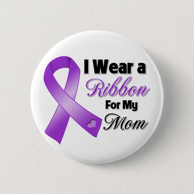 I Wear Purple For My Mom Pinback Button (Front)