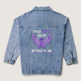 I Wear Purple For My Mother In Law Alzheimer's Awa Denim Jacket