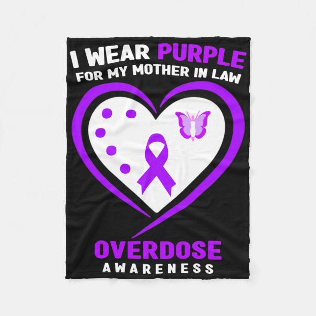 I Wear Purple For My Mother In Law Overdose Awaren Fleece Blanket (Front)