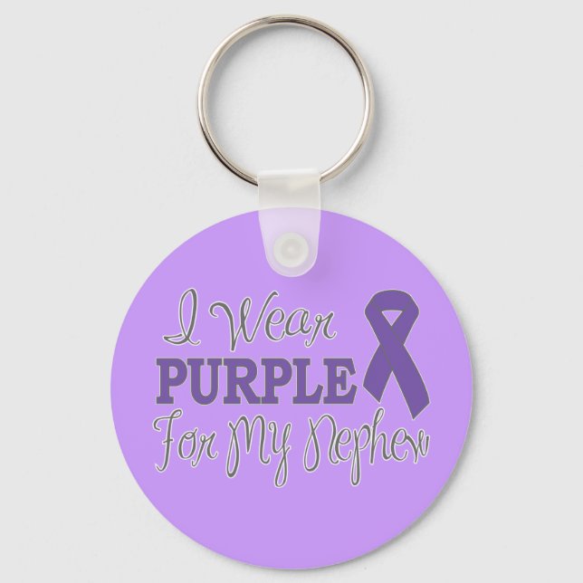 I Wear Purple For My Nephew (Purple Ribbon) Keychain (Front)