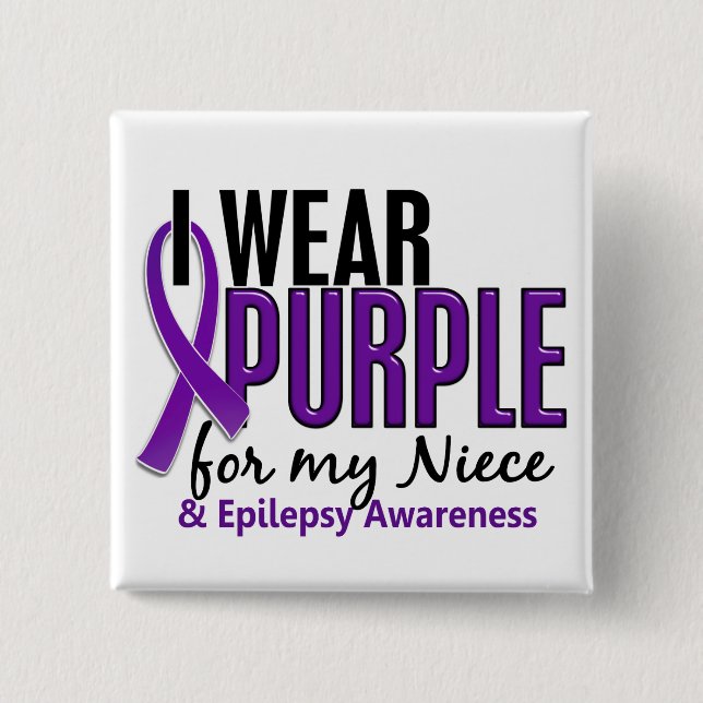 I Wear Purple For My Niece 10 Epilepsy Button (Front)