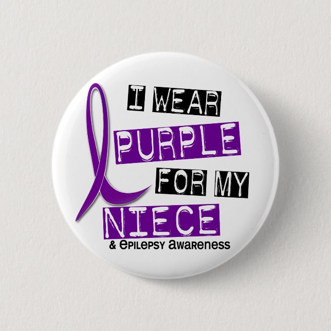 I Wear Purple For My Niece 37 Epilepsy Button (Front)