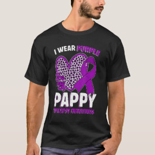 I Wear Purple For My Pappy Epilepsy Awareness Leop T-Shirt