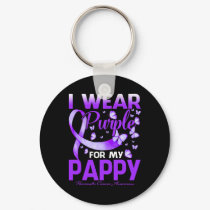 I Wear Purple For My Pappy Pancreatic Cancer Aware Keychain