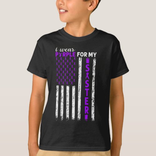 I Wear Purple For My Sister Pancreatic Cancer Usa  T_Shirt