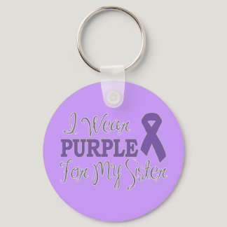 I Wear Purple For My Sister (Purple Ribbon) Keychain