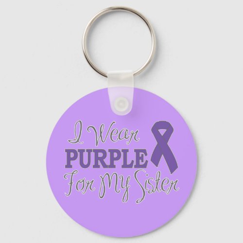 I Wear Purple For My Sister Purple Ribbon Keychain