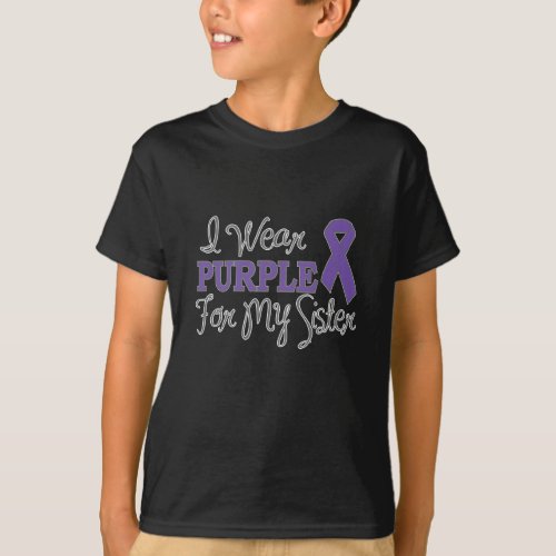 I Wear Purple For My Sister Purple Ribbon T_Shirt