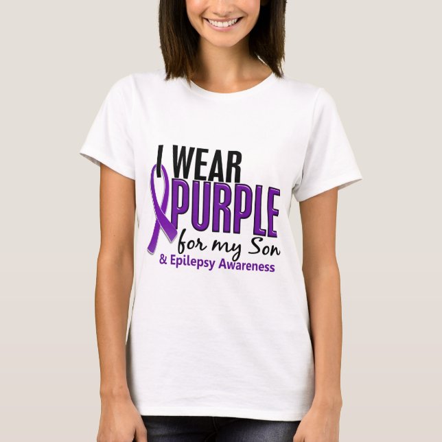 I Wear Purple For My Son 10 Epilepsy T-Shirt (Front)