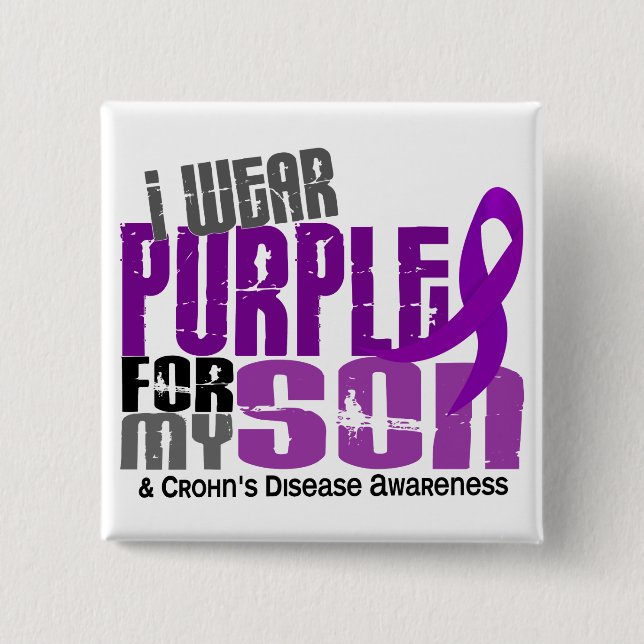 I Wear Purple For My Son 6 Crohn’s Disease Button (Front)