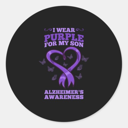 I Wear Purple For My Son Alzheimers Awareness Classic Round Sticker