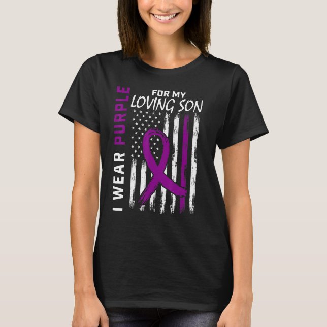 I Wear Purple For My Son Epilepsy Awareness Americ T-Shirt (Front)