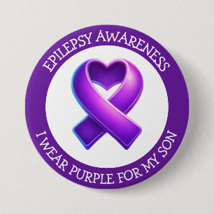 I Wear Purple for my Son Epilepsy Awareness Button