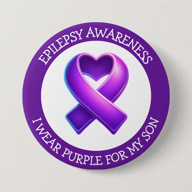 I Wear Purple for my Son | Epilepsy Awareness Button (Front)