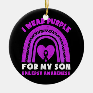 I Wear Purple For My Son Epilepsy Awareness Ceramic Ornament