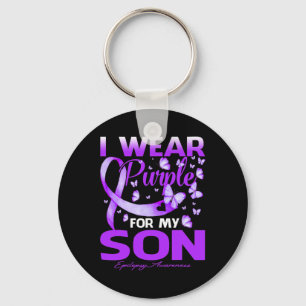 I Wear Purple For My Son Epilepsy Awareness Keychain