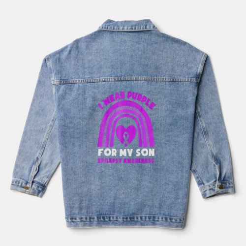 I Wear Purple For My Son Epilepsy Awareness Rainbo Denim Jacket