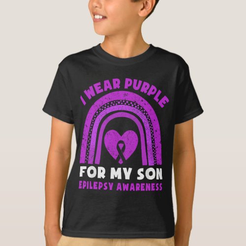 I Wear Purple For My Son Epilepsy Awareness Rainbo T_Shirt