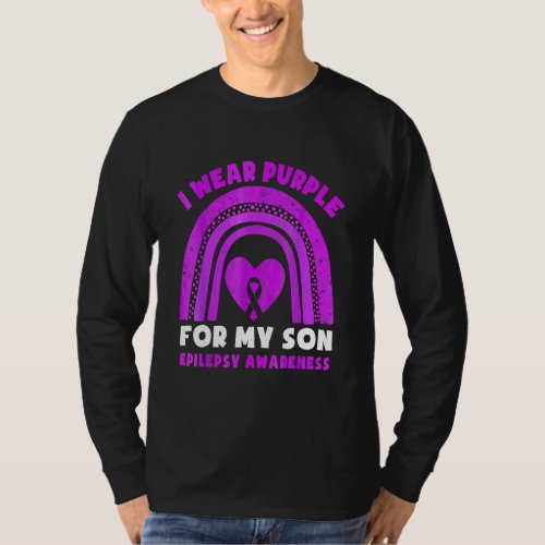 I Wear Purple For My Son Epilepsy Awareness Rainbo T_Shirt