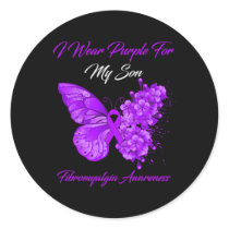 I Wear Purple For My Son Fibromyalgia Awareness Classic Round Sticker