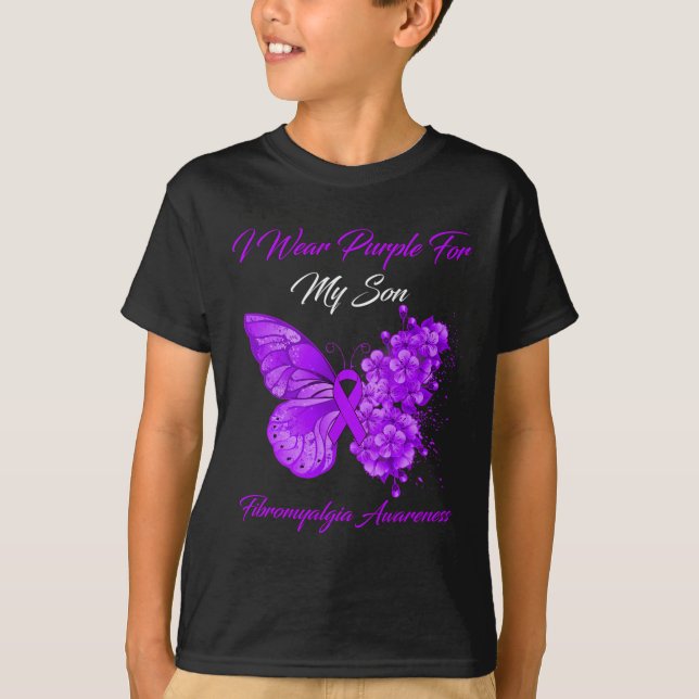 I Wear Purple For My Son Fibromyalgia Awareness  T-Shirt (Front)