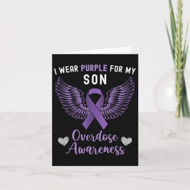 I Wear Purple For My Son Overdose Awareness 8  Card (Front)