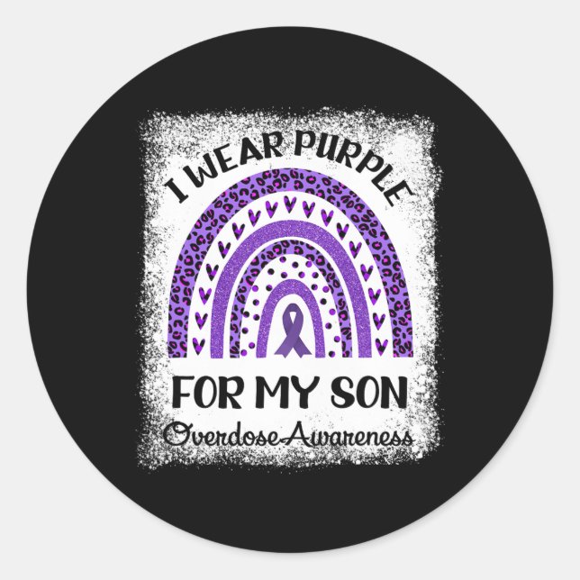 I Wear Purple For My Son Overdose Awareness Retro  Classic Round Sticker (Front)