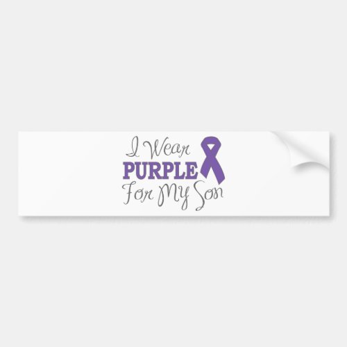 I Wear Purple For My Son Purple Ribbon Bumper Sticker