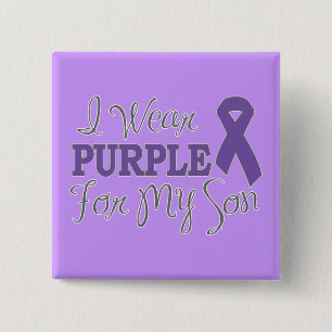 I Wear Purple For My Son (Purple Ribbon) Button