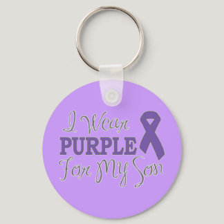 I Wear Purple For My Son (Purple Ribbon) Keychain