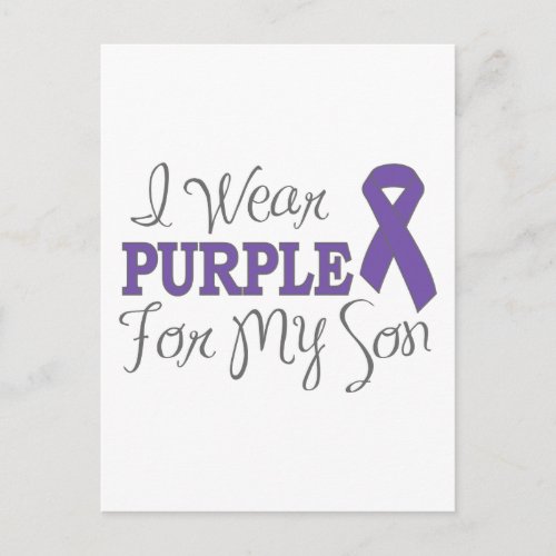 I Wear Purple For My Son Purple Ribbon Postcard