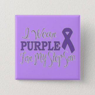 I Wear Purple For My Step-Son (Purple Ribbon) Button
