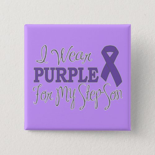 I Wear Purple For My Step_Son Purple Ribbon Button