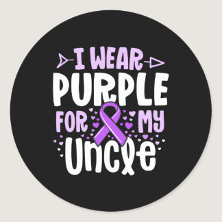 I Wear Purple For My Uncle Alzheimers Family Classic Round Sticker