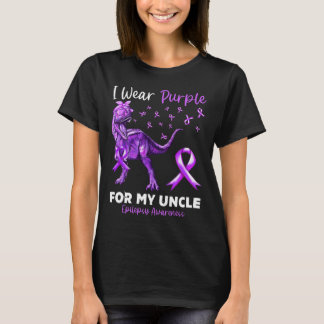 I Wear Purple For My Uncle Epilepsy Awareness Dino T-Shirt